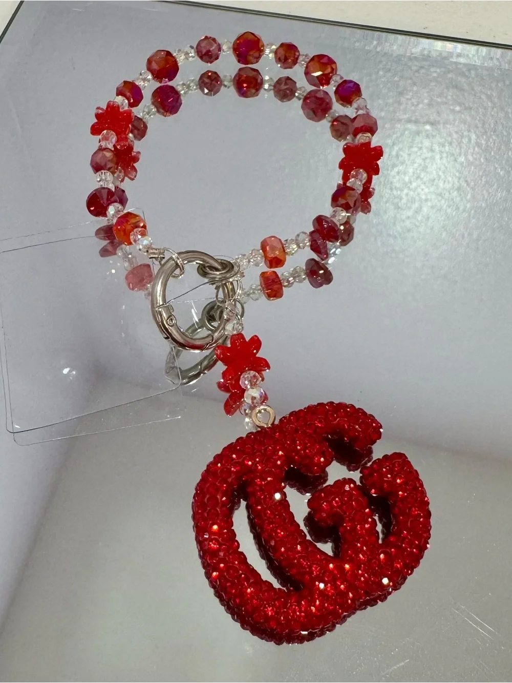 New Red Crystal Charm Phone Strap - Women's Phone Accessory
